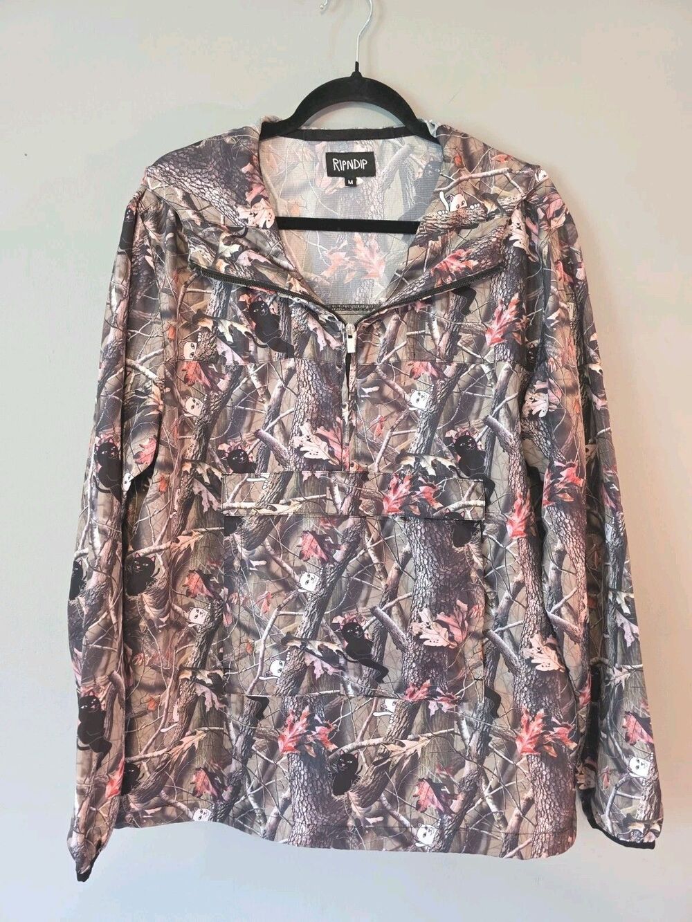 RIPNDIP - Nerm & Jerm Packable Men's Anorak Jacket - Tree Camo Cats - Sz Medium